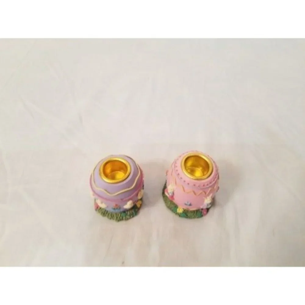 2 Easter egg‎ pillar candle holders 2